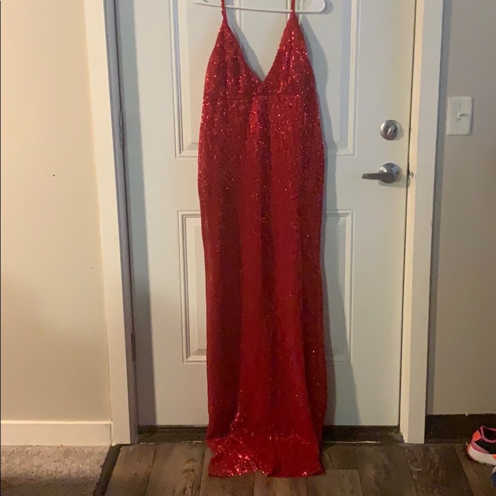 Red sequin dress